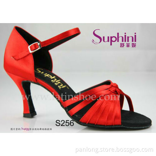 Suphini Red Satin New Fashion Lady Salsa Dance Shoes